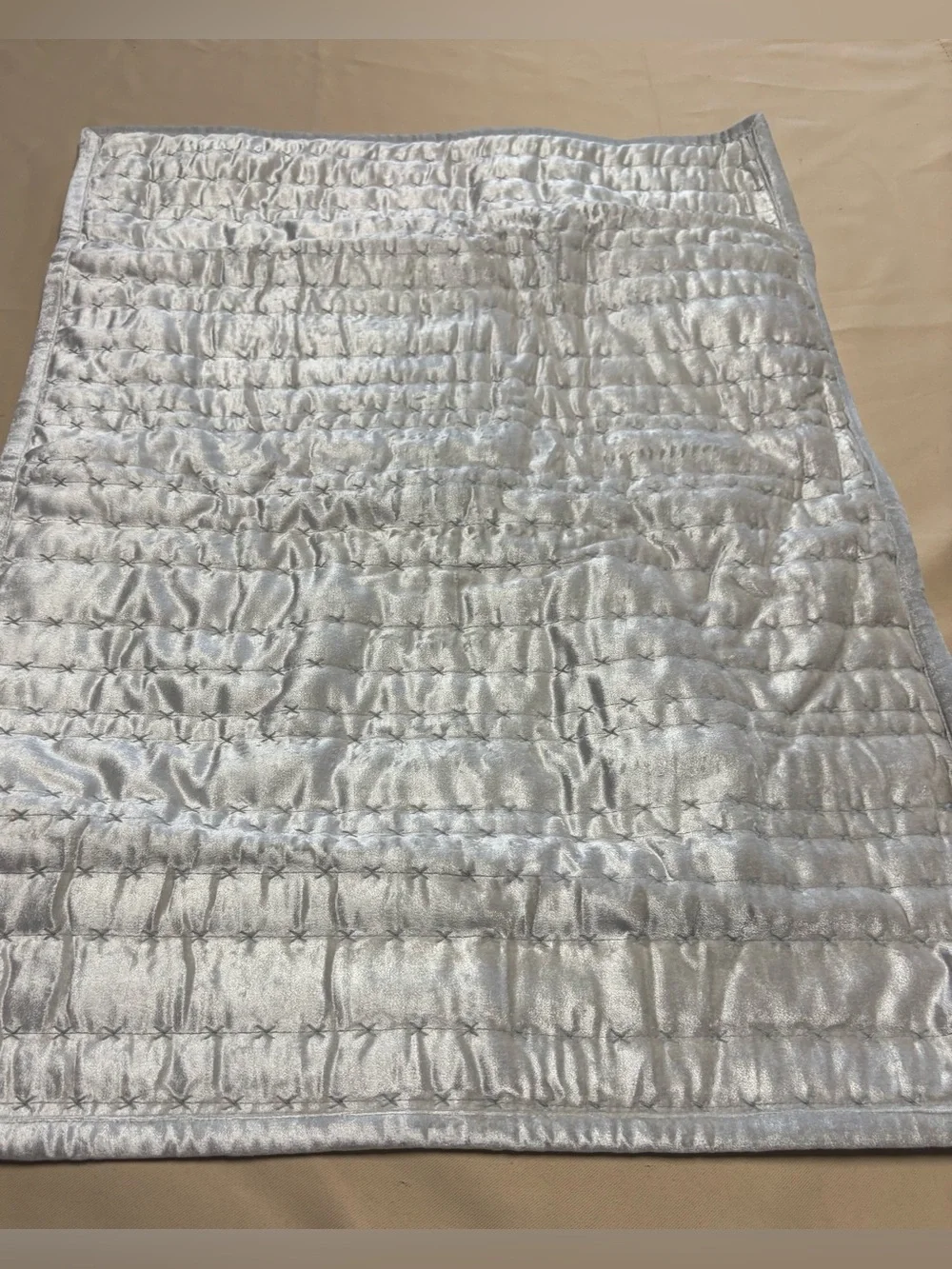 NEW Hotel Collection Quilted Standard Pillow Sham Silver Velvet Set of 1 READ
